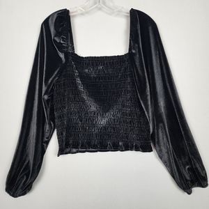 Bagatelle Smocked Black Off Shoulder Shirt Sz XL